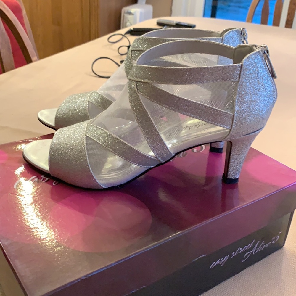 Silver glitter shoes